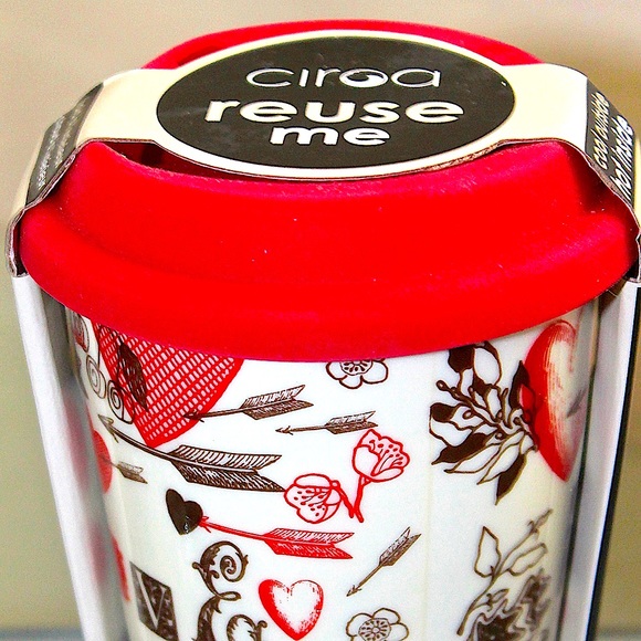 CIROA REUSE ME TRAVEL MUG HEARTS PARIS LANDMARKS SILICON LID COFFEE 10 OZ MULT… - Picture 3 of 4